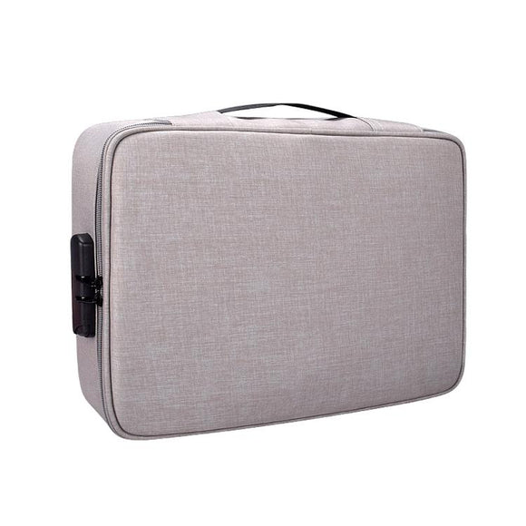 NNEDSZ Waterproof Multi-layer Laptop Bag with Password Lock - Grey