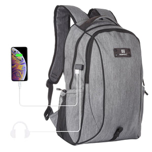 NNEDSZ Grey Canvas Dual-shoulder Laptop Backpack - Portable Outdoor