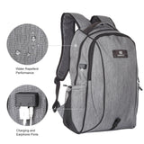 NNEDSZ Grey Canvas Dual-shoulder Laptop Backpack - Portable Outdoor
