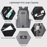 NNEDSZ Grey Canvas Dual-shoulder Laptop Backpack - Portable Outdoor