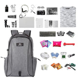 NNEDSZ Grey Canvas Dual-shoulder Laptop Backpack - Portable Outdoor