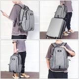 NNEDSZ Grey Canvas Dual-shoulder Laptop Backpack - Portable Outdoor
