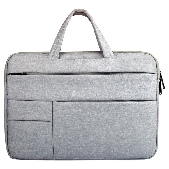 NNEDSZ 15.6 Inch Laptop Tablet Bag with Multiple Pockets and Soft Oxford Cloth Handle - Grey