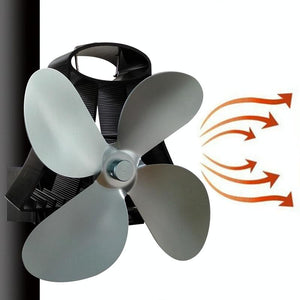NNEDSZ 4-Blade Heat Powered Fireplace Stove Fan - Aluminum
