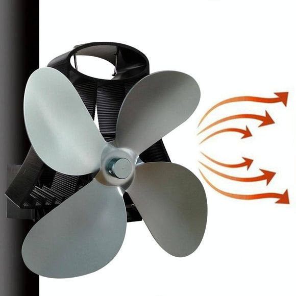 NNEDSZ 4-Blade Heat Powered Fireplace Stove Fan - Aluminum