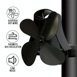 NNEDSZ 4-Blade Heat Powered Fireplace Stove Fan - Aluminum