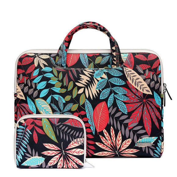 NNEDSZ 13.3 Inch Simple Business Laptop Bag With Liner - Ls-116 - Canvas Colorful Leaves Black