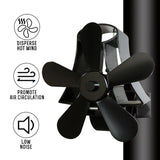 High Temp 5-blade Heat Powered Stove Fan for Fireplaces - Gold