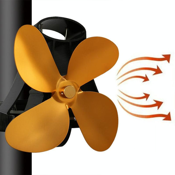 NNEDSZ 4-Blade Heat Powered Fireplace Stove Fan - Aluminum