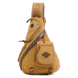 NNEDSZ Multi Function Canvas Chest Bag Shoulder Messenger Crossby Bag - Khaki