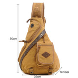 NNEDSZ Multi Function Canvas Chest Bag Shoulder Messenger Crossby Bag - Khaki