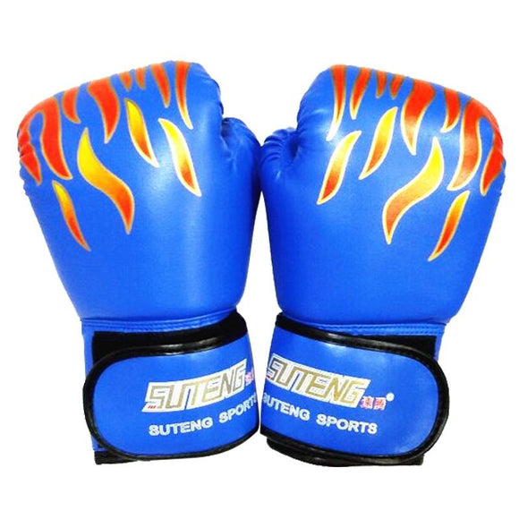NNEDSZ Adult Flame Pattern Pu Leather Boxing Gloves - Fitness - Blue