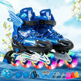 NNEDSZ Adjustable Kids Roller Skates Set - Single Flash Wheels - Size S