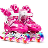NNEDSZ Adjustable Kids Roller Skates Set - Single Flash Wheels - Size S