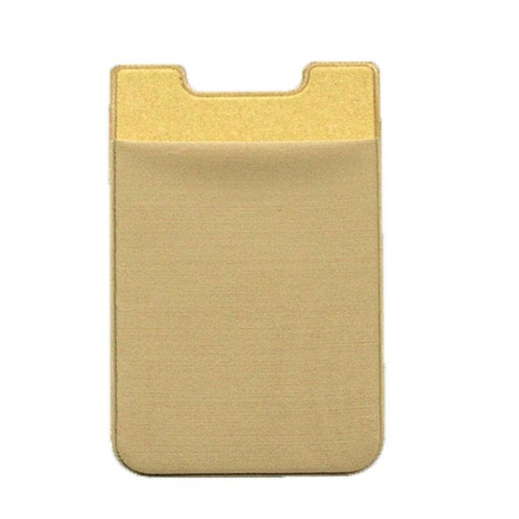 NNEDSZ Lycra Phone Card Holder Stretch Back Sticker Wallet For Cards Bus Pass Bank Fits Most Phones - Gold