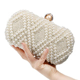 NNEDSZ Party Pearl Handbag Women Fashion Crossbody For Banquets & Events - Beige