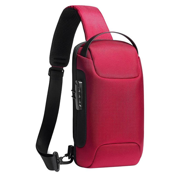NNEDSZ Waterproof Anti Theft Crossbody Chest Bag Men Oxford Cloth 34X18X10Cm - Red