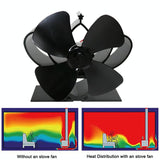 High Temperature 4-blade Heat Powered Stove Fan for Fireplaces - Rose Red