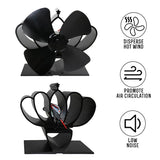 High Temperature 4-blade Heat Powered Stove Fan for Fireplaces - Rose Red