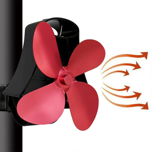 NNEDSZ 4-Blade Heat Powered Fireplace Stove Fan - Aluminum
