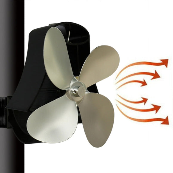 NNEDSZ 4-Blade Heat Powered Fireplace Stove Fan - Aluminum