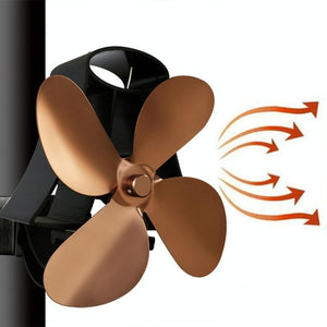 NNEDSZ 4-Blade Heat Powered Fireplace Stove Fan - Aluminum