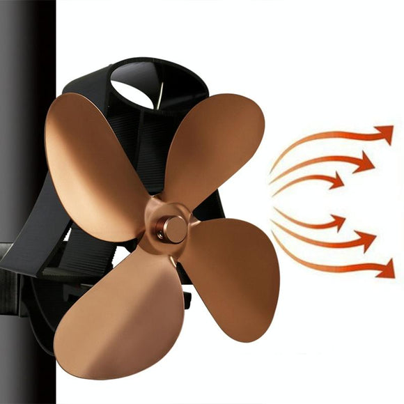 NNEDSZ 4-Blade Heat Powered Fireplace Stove Fan - Aluminum