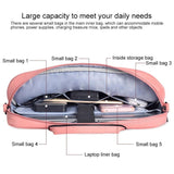 NNEDSZ 14.1 Inch Waterproof Anti-theft One-shoulder Handbag with Suitcase Belt - Navy Blue