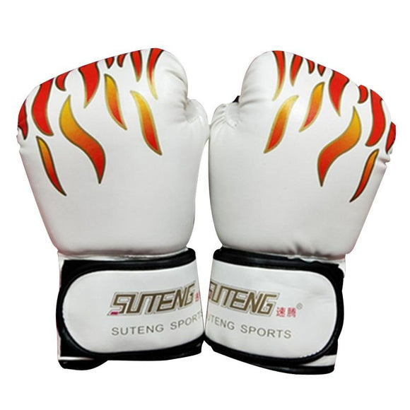 NNEDSZ Adult Flame Pattern Pu Leather Boxing Gloves - Fitness - White