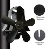 High Temp 5-blade Heat Powered Stove Fan for Fireplaces - White