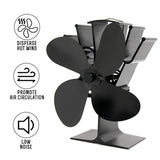 Eco-friendly Heat Powered Stove Fan for Wood / Gas / Pellet Stoves - White
