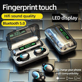 NNEDSZ Bluetooth Earphone With Noise Reduction & Led Display - Black - Ip6D1057W Led Light White