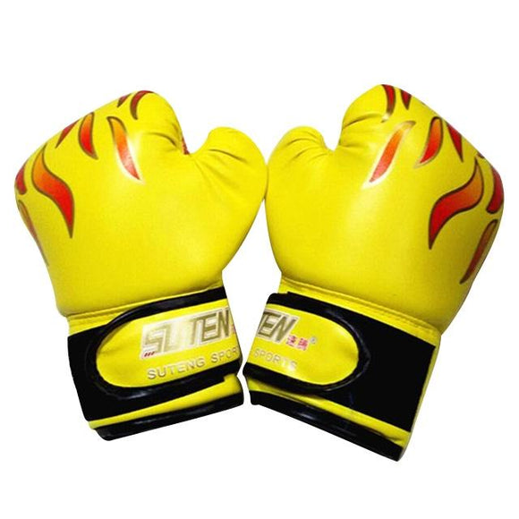 NNEDSZ Adult Flame Pattern Pu Leather Boxing Gloves - Yellow