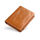 NNEDSZ Multi-Functional Oil Wax Leather Rfid Wallet - Brown