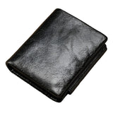 NNEDSZ Multi-Functional Oil Wax Leather Rfid Wallet - Brown