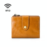 NNEDSZ Leather Rfid Wallet With Dual Zippers