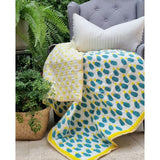 NNEDSZ GOTS Certified Organic Cotton Reversible Baby Quilt (100x120cm) - Blue Pineapple