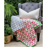 NNEDSZ GOTS Certified Organic Cotton Reversible Baby Quilt (100x120cm) - Pink Pineapple