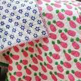 NNEDSZ GOTS Certified Organic Cotton Reversible Baby Quilt (100x120cm) - Pink Pineapple