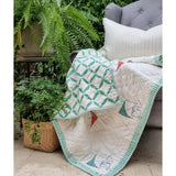 NNEDSZ GOTS Certified Organic Cotton Reversible Baby Quilt (100x120cm) - Pretty Kites (Green)
