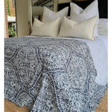 NNEDSZ Boho Blue Kantha Bedspread Coverlet - Blue
