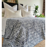 NNEDSZ Boho Blue Kantha Bedspread Coverlet - Blue