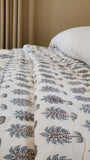 NNEDSZ Kolka Palm & Pine Reversible Quilt 100% Cotton Blue - King Size