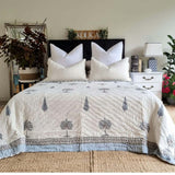 NNEDSZ Kolka Palm & Pine Reversible Quilt 100% Cotton Blue - King Size