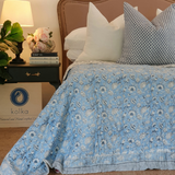 NNEDSZ Wild Flower Ocean Reversible Quilt - Blue (Size: King 228 cm x 274 cm)