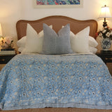 NNEDSZ Wild Flower Ocean Reversible Quilt - Blue (Size: King 228 cm x 274 cm)