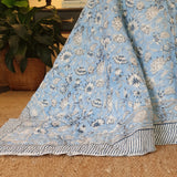 NNEDSZ Wild Flower Ocean Reversible Quilt - Blue (Size: King 228 cm x 274 cm)