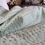NNEDSZ Green Berries Kantha Bedspread Coverlet - Green (King - 228 cm x 274 cm)