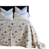 NNEDSZ Berries Kantha Bedspread Coverlet - White (King - 228 cm x 274 cm)