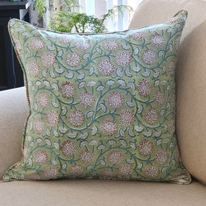 NNEDSZ Kolka Floral Garden Soft Cotton Voile High Quality Decorative Cushion - Green